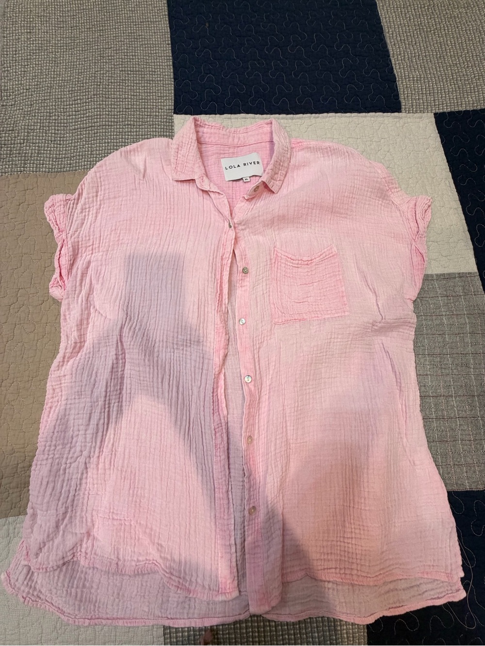 Lola River Light Pink Short-Sleeve Button-Front Shirt
